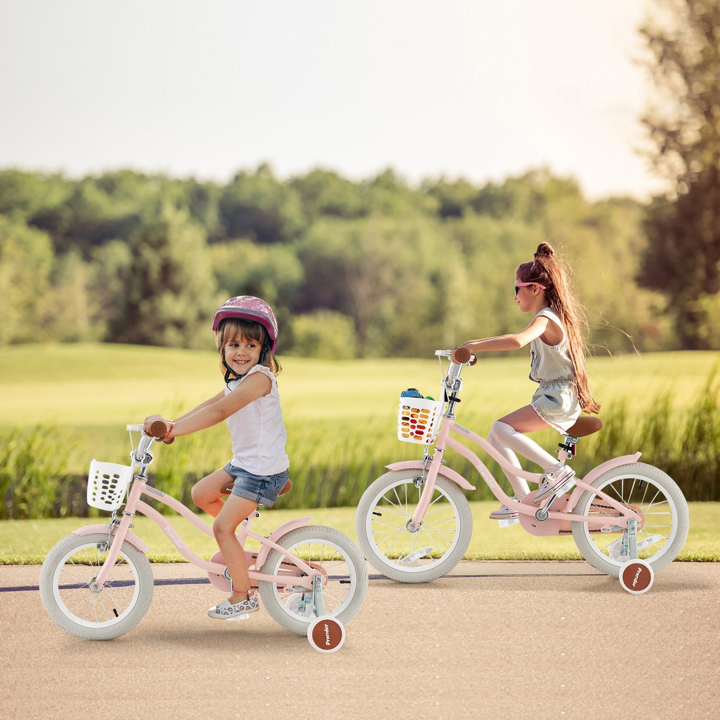 14 Inch Kid's Bike with Removable Training Wheels , OUR BASKET IS BROWN, Pink (ASSEMBLED)