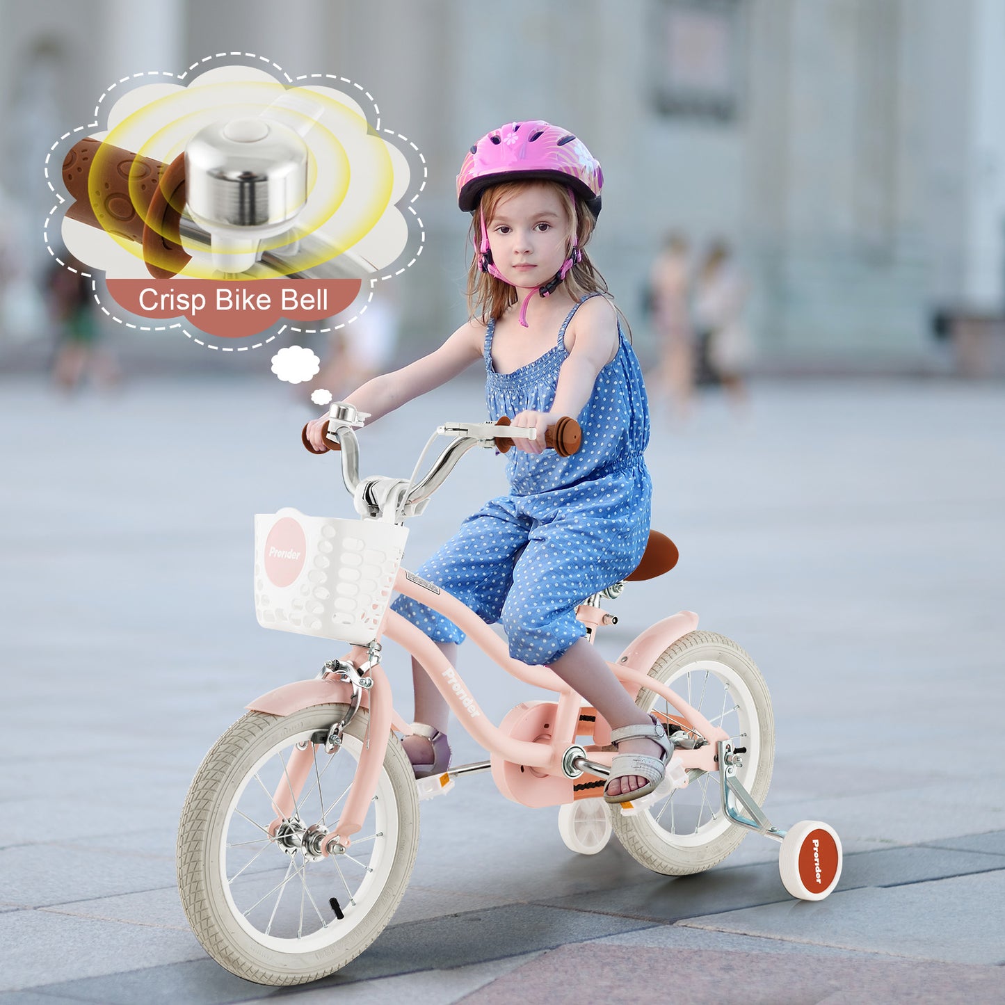 14 Inch Kid's Bike with Removable Training Wheels , OUR BASKET IS BROWN, Pink (ASSEMBLED)
