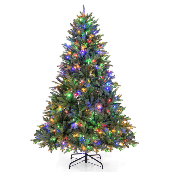 6 Feet Pre-lit Artificial Christmas Tree with Branch Tips and LED Lights-6 ft