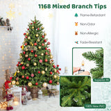 6 Feet Pre-lit Artificial Christmas Tree with Branch Tips and LED Lights-6 ft