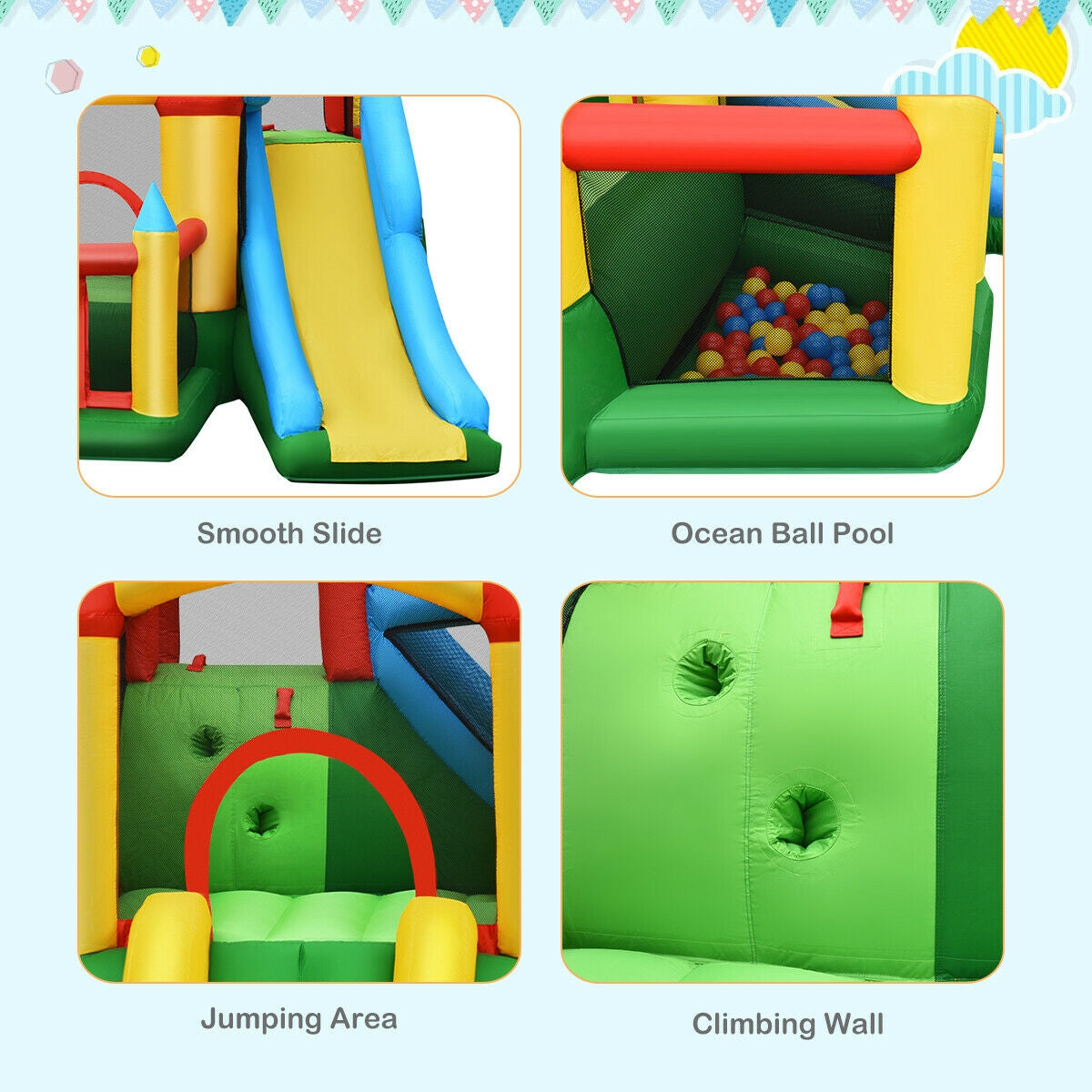Kids Inflatable Dual Slide Jumping Castle with 780W Blower, 1 box