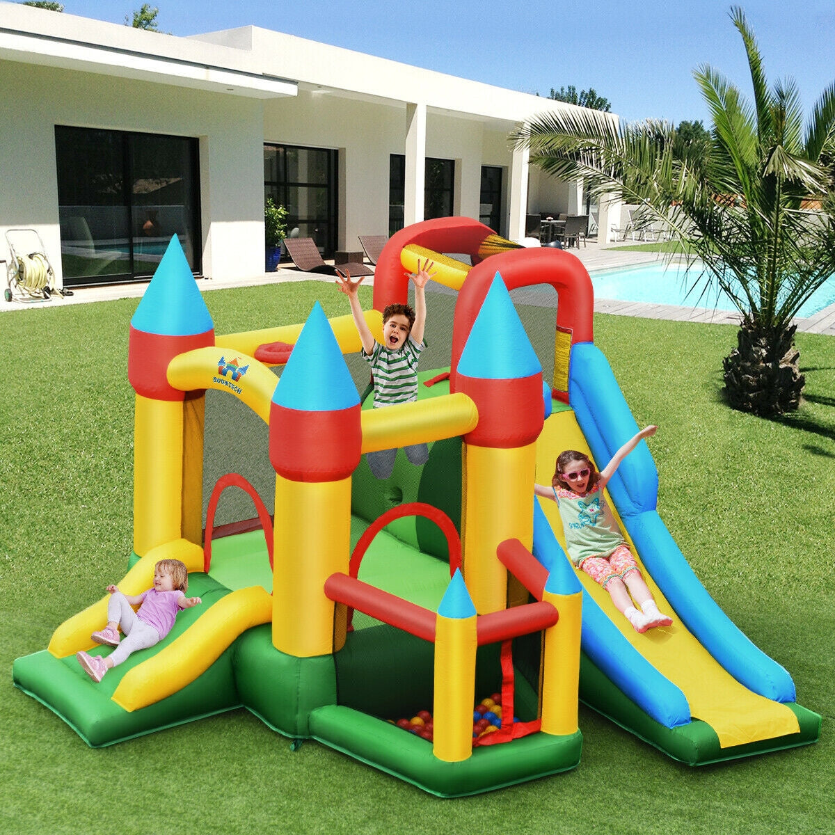 Kids Inflatable Dual Slide Jumping Castle with 780W Blower, 1 box