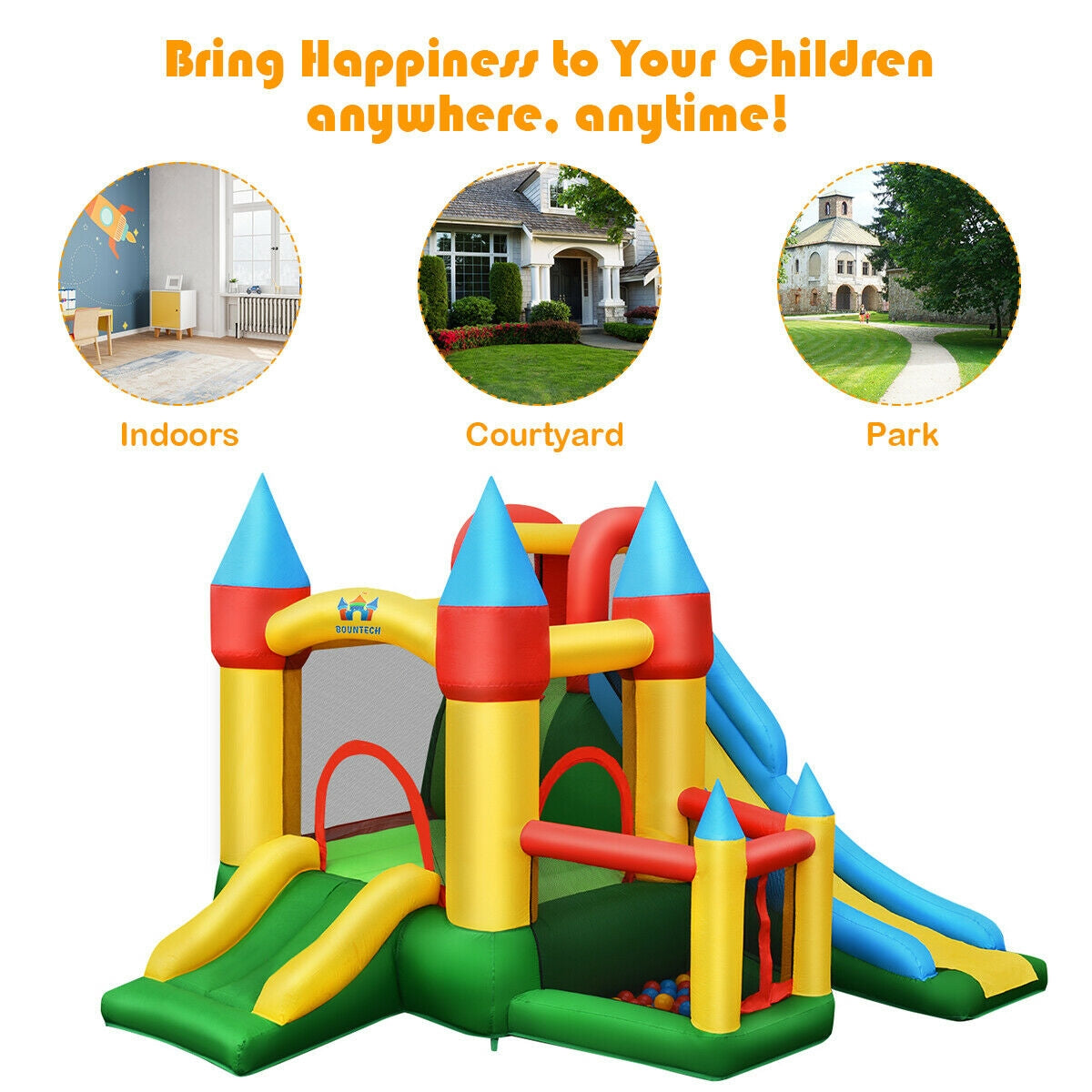 Kids Inflatable Dual Slide Jumping Castle with 780W Blower, 1 box