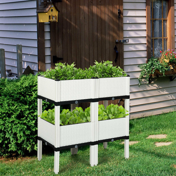 Set of 4 Elevated Flower Vegetable Herb Grow Planter Box-White, 1 box, unassembled