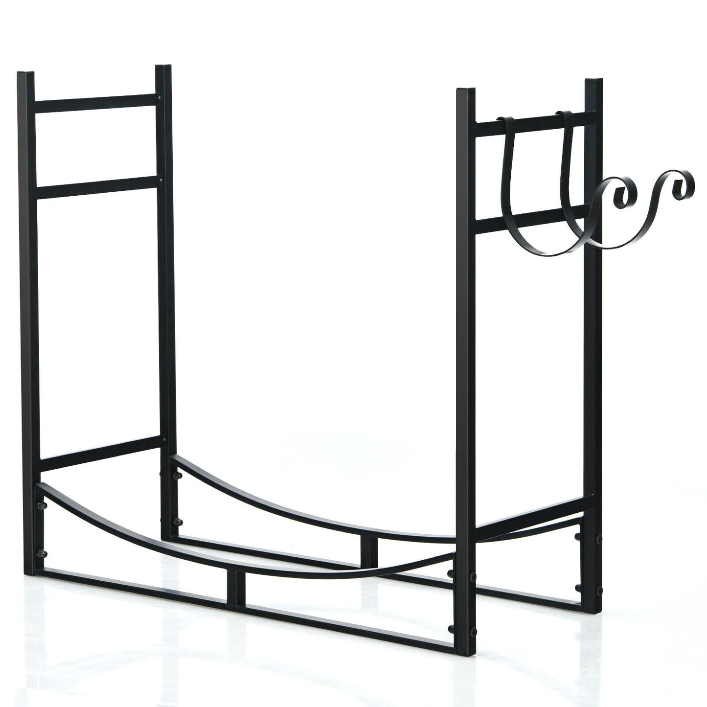 33 Inch Firewood Rack with Removable Kindling Holder Steel Fireplace Wood (1 Box, Unassembled)