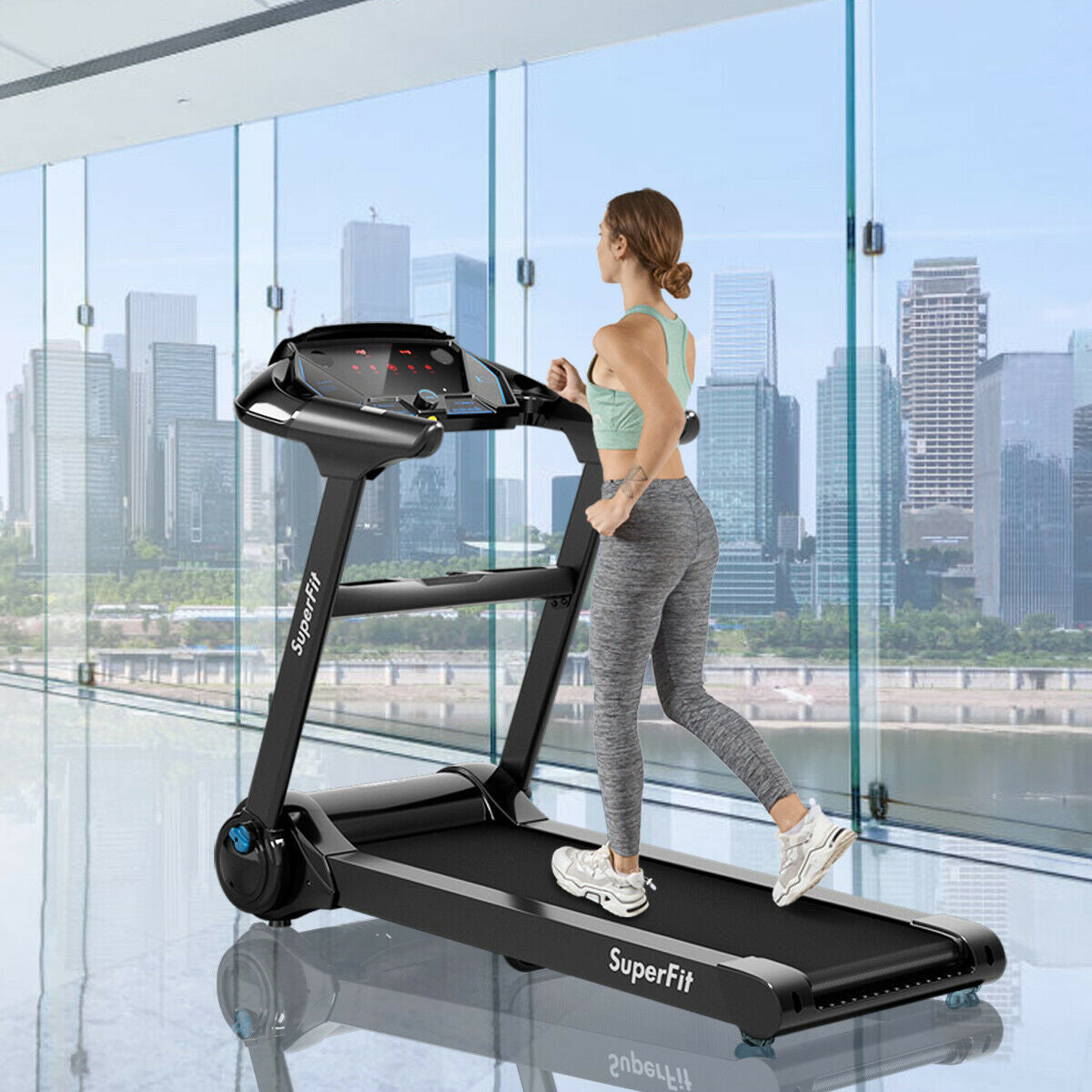 2.25HP Folding Treadmill Running Jogging Machine with APP heart rate bluetooth [Max 265lbs]