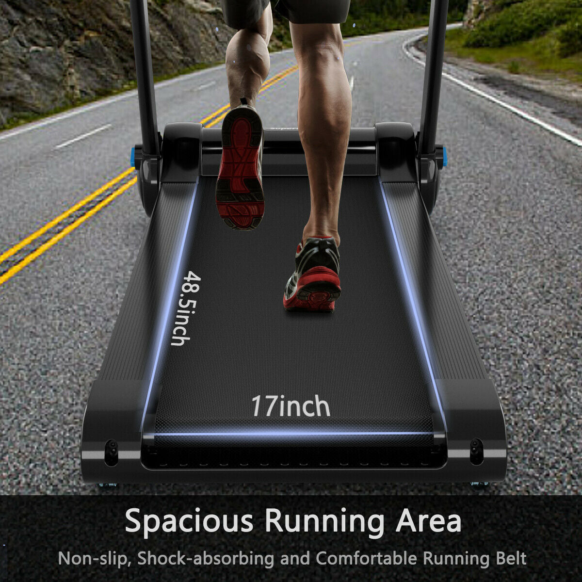 2.25HP Folding Treadmill Running Jogging Machine with APP heart rate bluetooth [Max 265lbs]