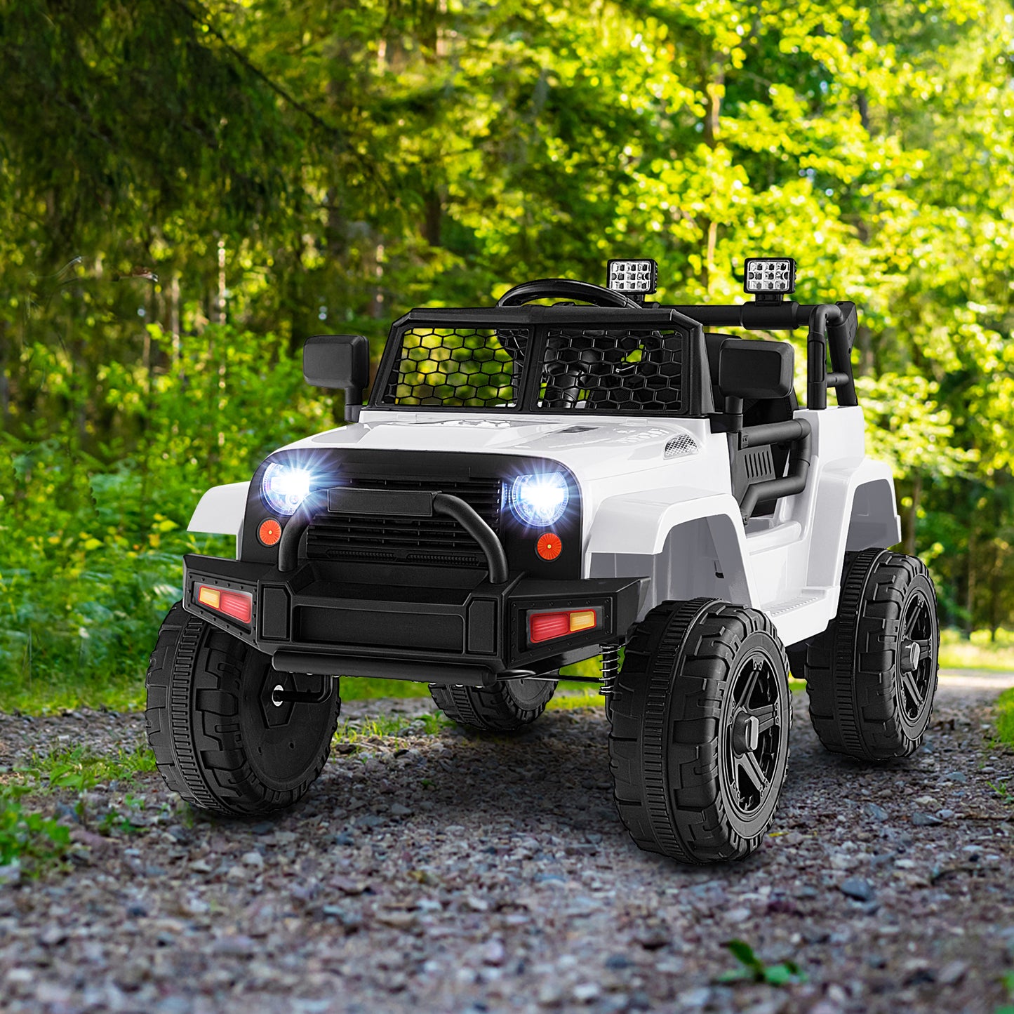 12V Kids Ride On Truck with Remote Control and Headlights-White (Customer Return - See Description))