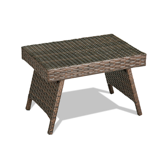 SPECIAL, NO TAX, Folding PE Rattan Side Coffee Table Patio Garden Furniture-Brown