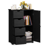 Standing Indoor Wooden Cabinet with 4 Drawers-Black- Fully Assembled