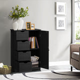 Standing Indoor Wooden Cabinet with 4 Drawers-Black- Fully Assembled