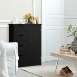 Standing Indoor Wooden Cabinet with 4 Drawers-Black- Fully Assembled