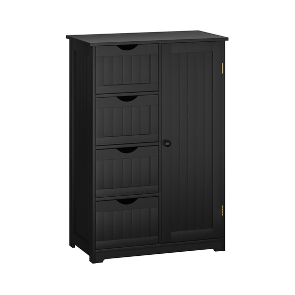 Standing Indoor Wooden Cabinet with 4 Drawers-Black- Fully Assembled