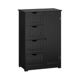 Standing Indoor Wooden Cabinet with 4 Drawers-Black- Fully Assembled