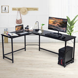 L Shaped Corner Computer Desk Laptop Gaming Table Workstation-Black (Fully Assembled)