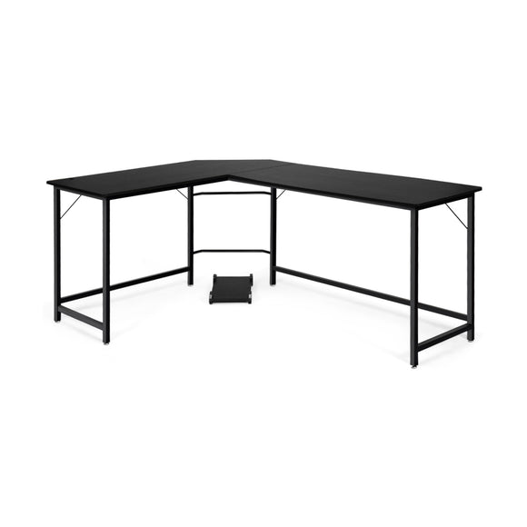 L Shaped Corner Computer Desk Laptop Gaming Table Workstation-Black (Fully Assembled)