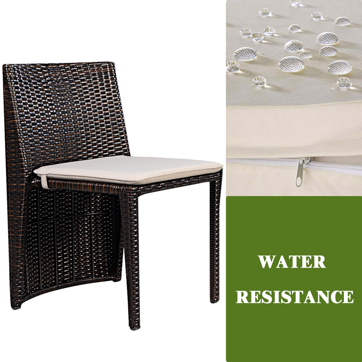 *SPECIAL* - 3 Pieces Cushioned Wicker Patio Bistro Set (Scratch and Dent)