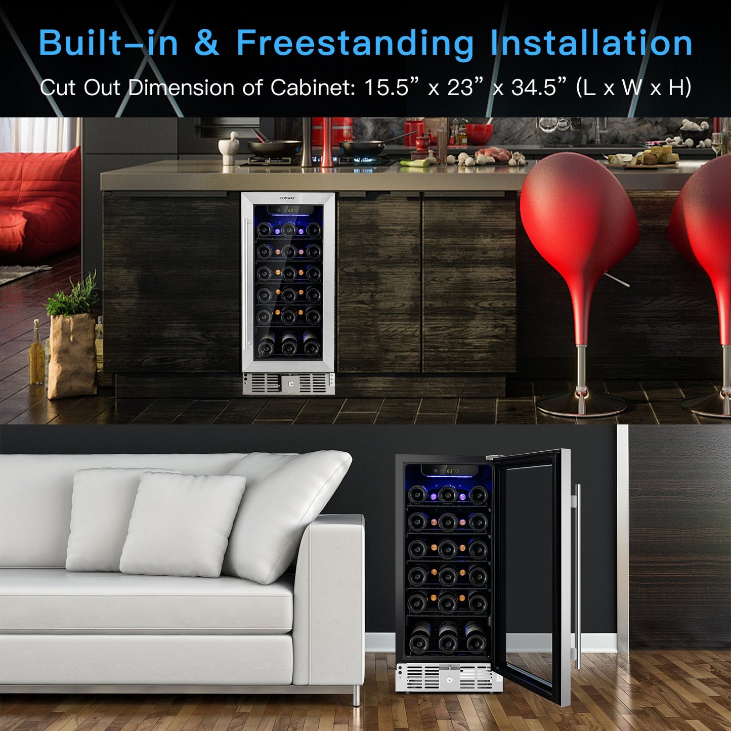 15 Inch 30-Bottle Wine Cooler with Temperature Memory-Silver (Scratch and Dent)