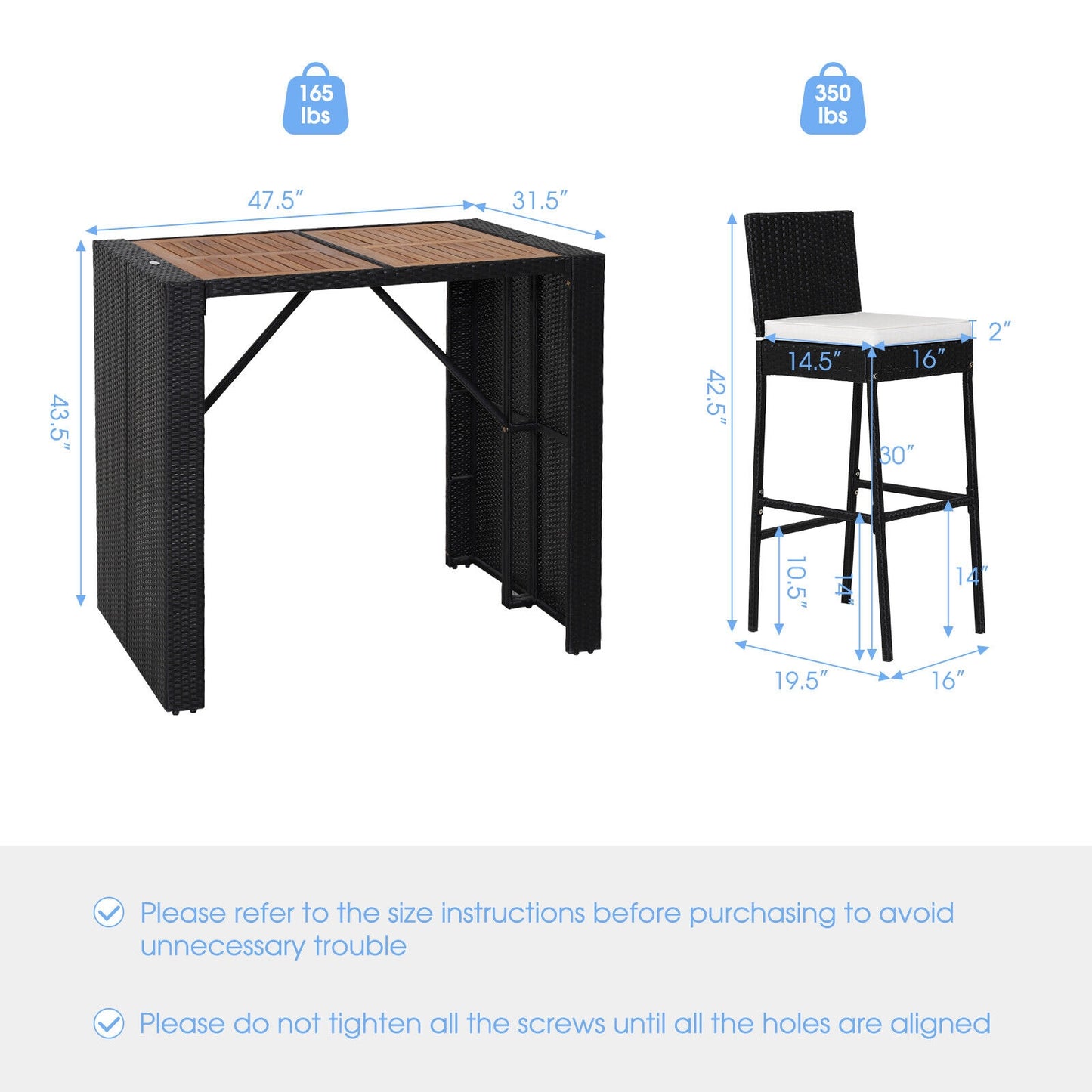 5 Pieces Patio Acacia Wood Dining Set - Fully Assembled