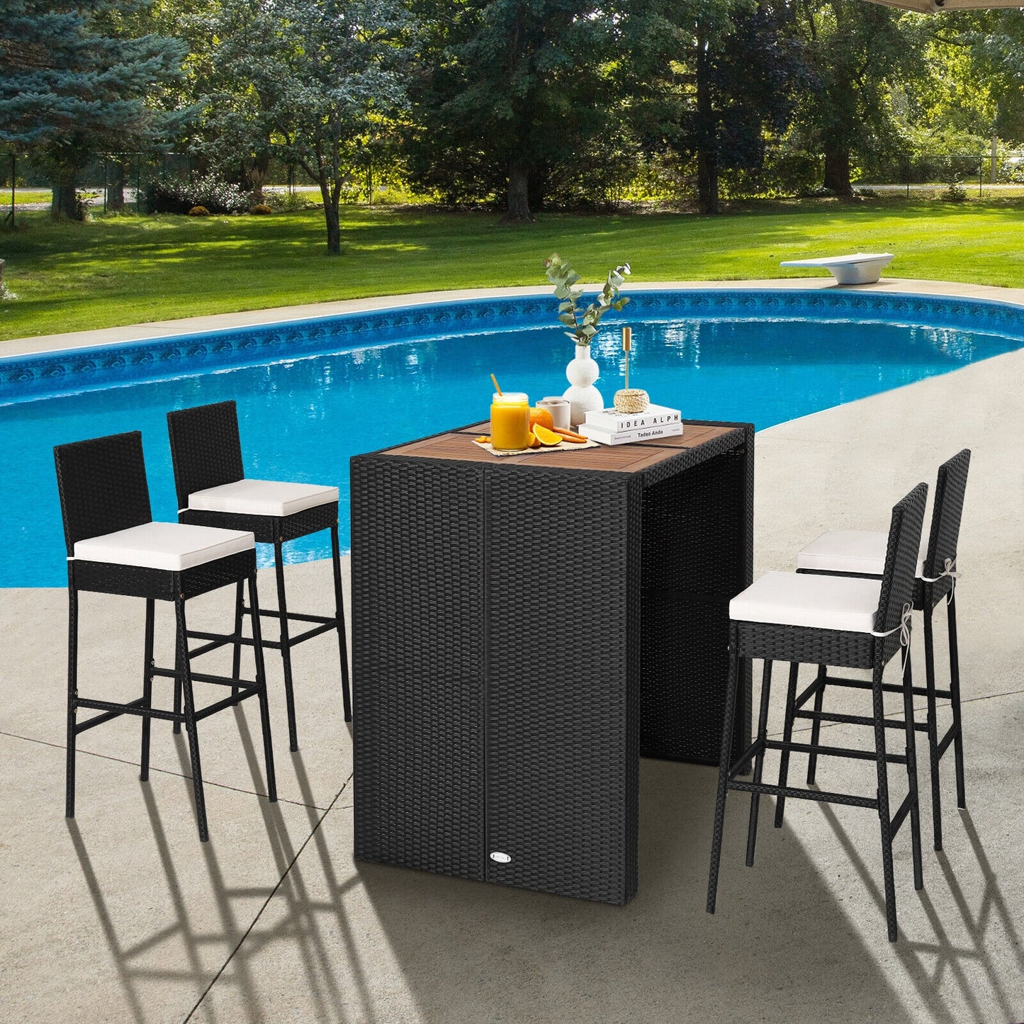 5 Pieces Patio Acacia Wood Dining Set - Fully Assembled