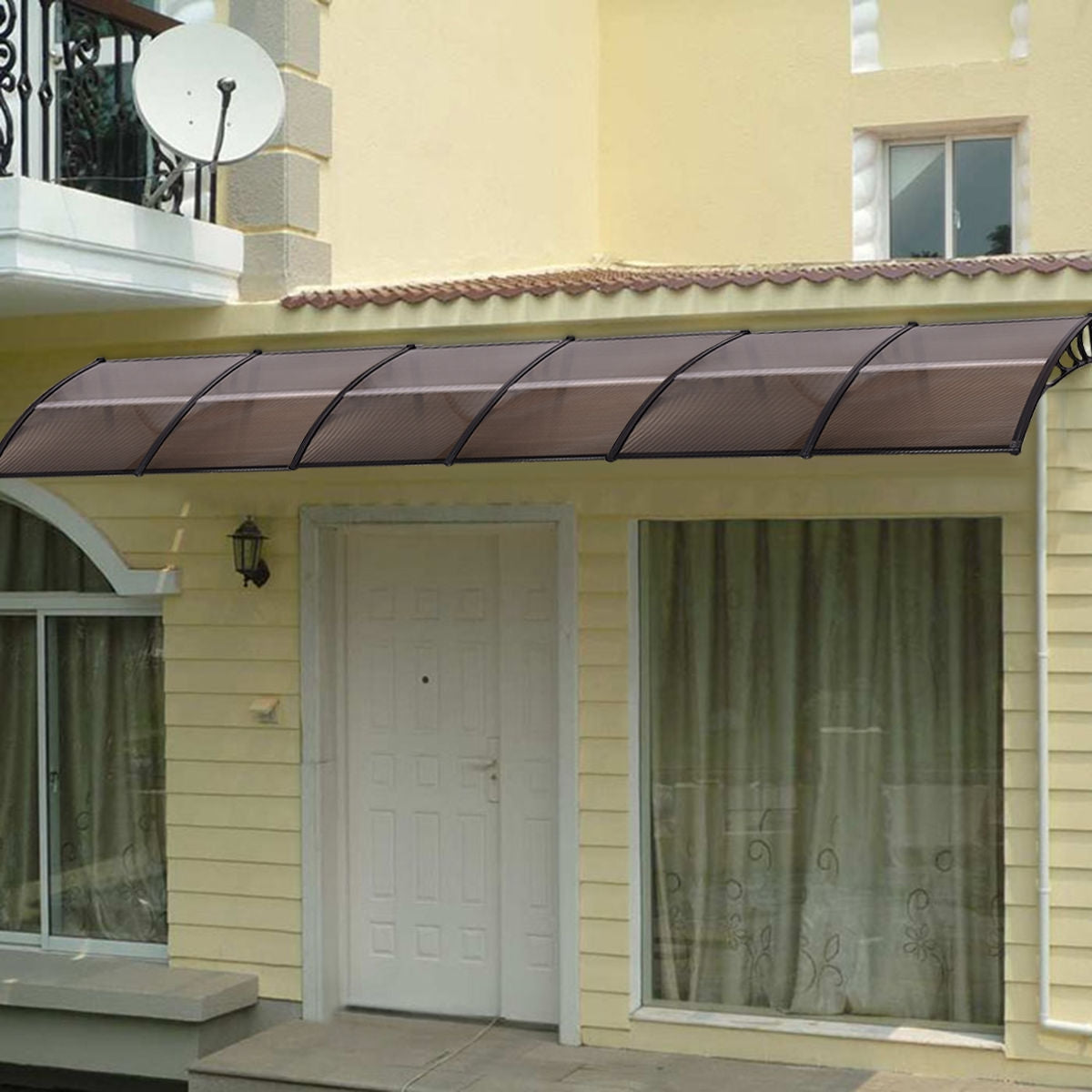 40 x 40 Inch Outdoor Polycarbonate Front Door Window Awning Canopy-Brown