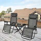 3 Pcs Folding Portable Zero Gravity Reclining Lounge Chairs Table-Gray (Copy)