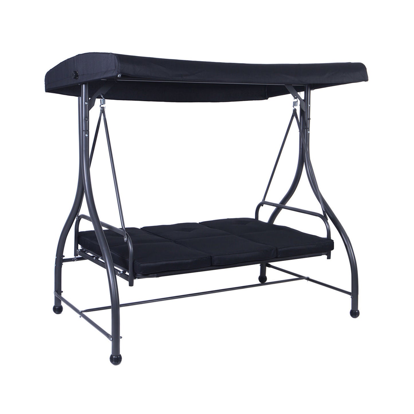 3 Seats Converting Outdoor Swing Canopy Hammock -Black - Customer Return (Unassembled)