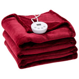 Twin Electric Heated Blanket, Single Flannel Heated Throw Blanket with 5 Heating Levels, Red