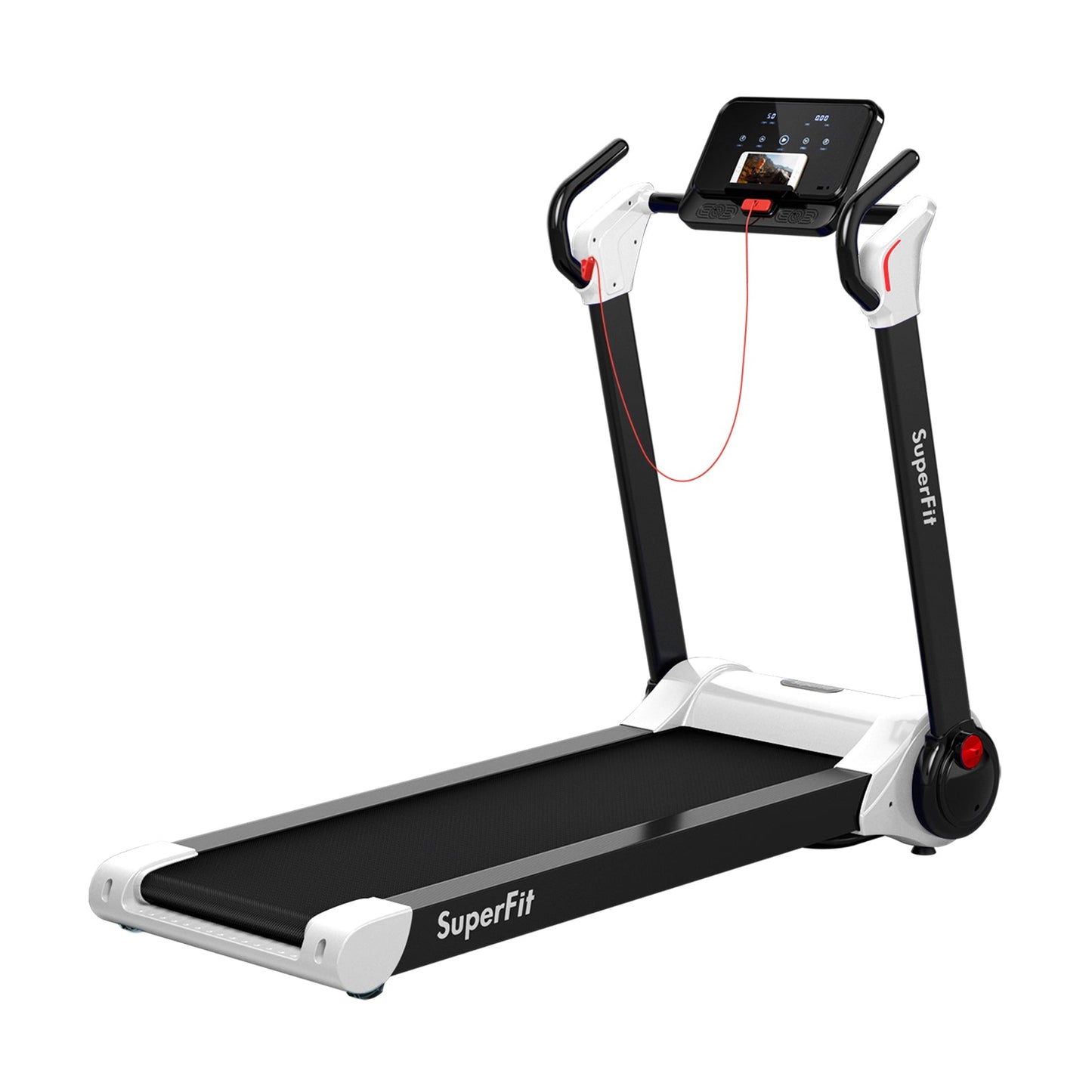 2.25 HP Electric Folding Running Treadmill Machine with LED Display and APP Control-White (MAX 265lbs)