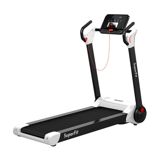 2.25 HP Electric Motorized Folding Running Treadmill Machine with LED Display and APP Control-White (MAX 265lbs)