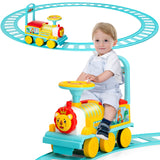 6V Electric Kids Ride On Car Toy Train with 16 Pieces Tracks-Blue - Assembly Required