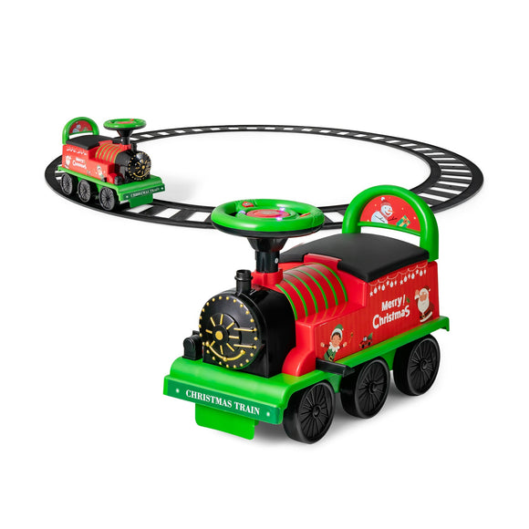 6V Electric Kids Ride On Car Toy Train with 16 Pieces Tracks-Green (unassembled)