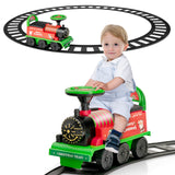 6V Electric Kids Ride On Car Toy Train with 16 Pieces Tracks-Green - Assembly Required