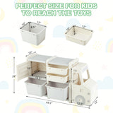 Toddler Truck Storage Organizer with Plastic Bins-Off White (1 Box, Assembly Required)