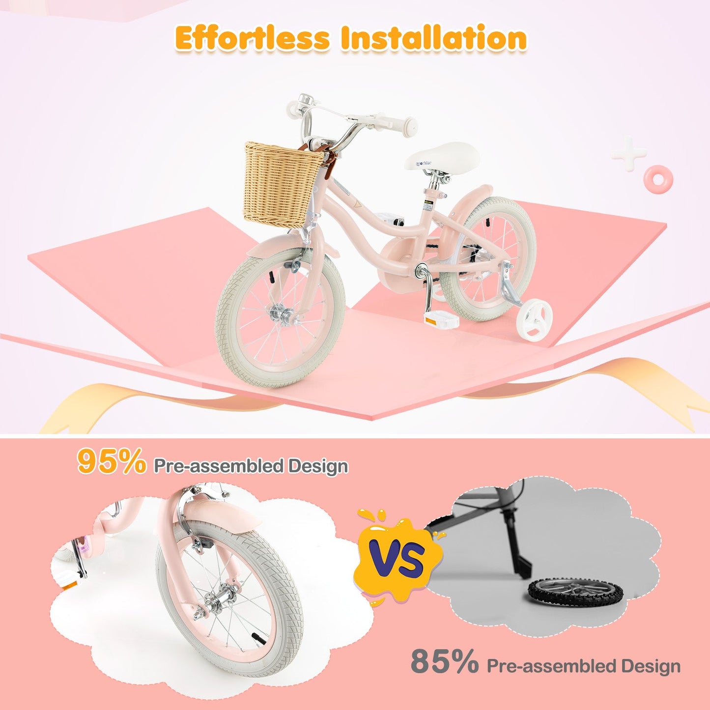 14-Inch Kids Bike with Training Wheels and Adjustable Handlebar Seat-Pink (Copy)
