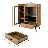 Buffet Sideboard with Removable Wine Rack and Glass Holder-Rustic Brown *fully assembled*