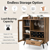 Buffet Sideboard with Removable Wine Rack and Glass Holder-Rustic Brown *fully assembled*