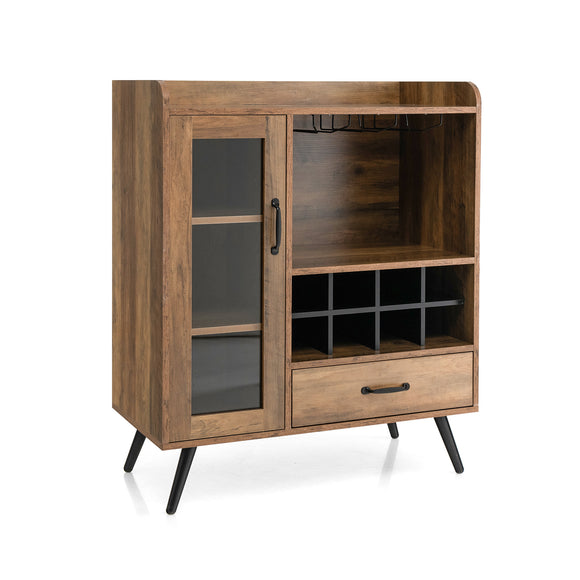 Buffet Sideboard with Removable Wine Rack and Glass Holder-Rustic Brown *fully assembled*