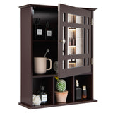 Wall Mounted and Mirrored Bathroom Cabinet-Brown (Fully Assembled)