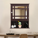 Wall Mounted and Mirrored Bathroom Cabinet-Brown (Fully Assembled)