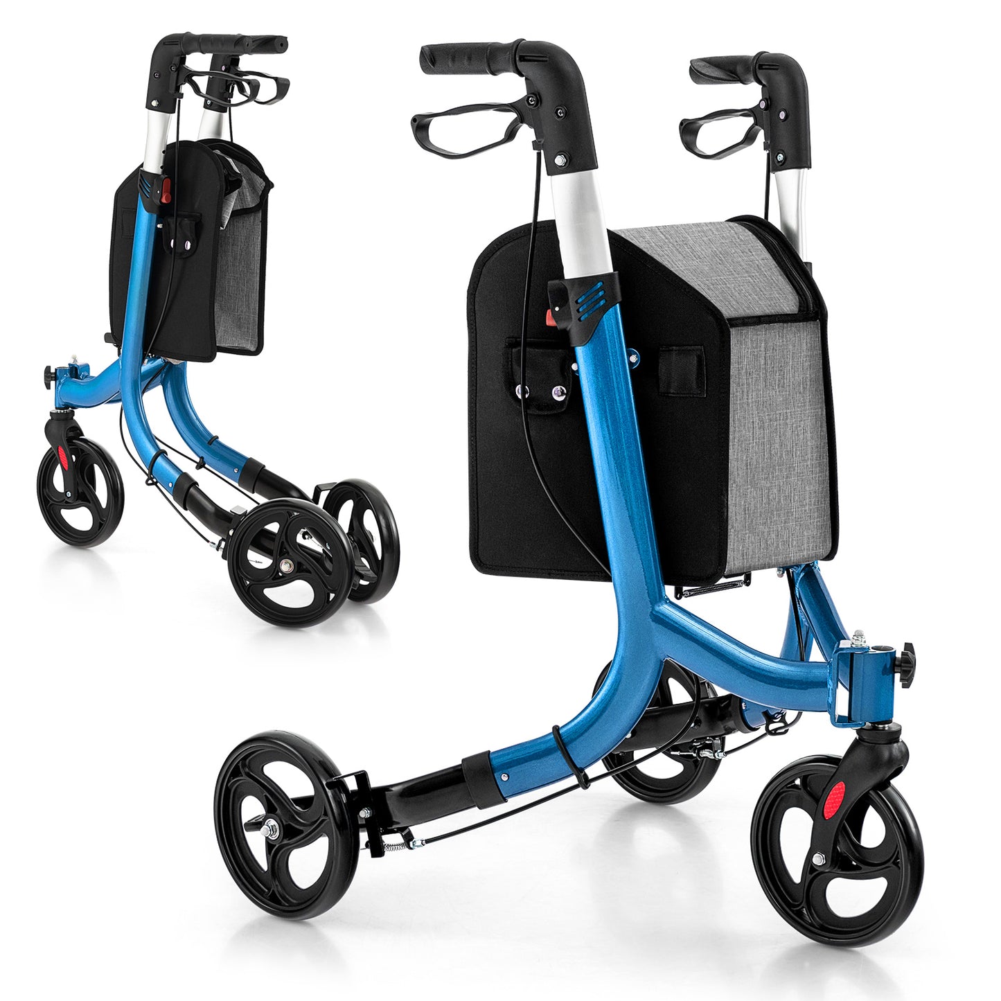 NO TAX - 3-Wheel Rolling Walker with Adjustable Handle-Blue