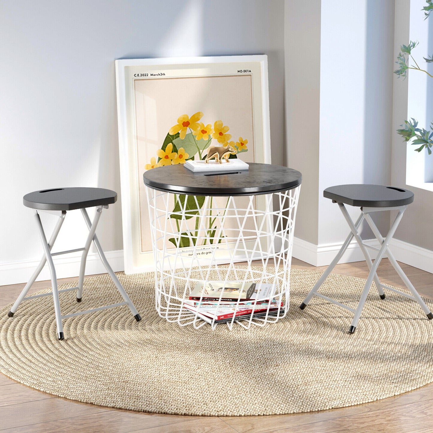28 Inch Portable Folding Stool with 330lbs Limited Sturdy Frame