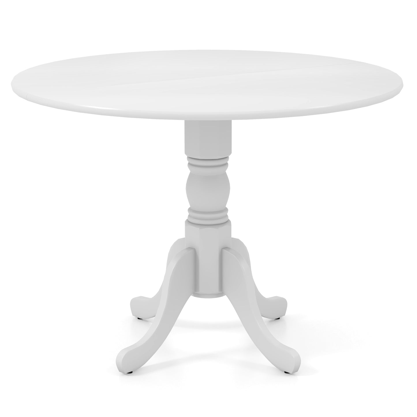Wooden Dining Table with Round Tabletop and Curved Trestle Legs-White - Scratch and Dent, (Fully Assembled)