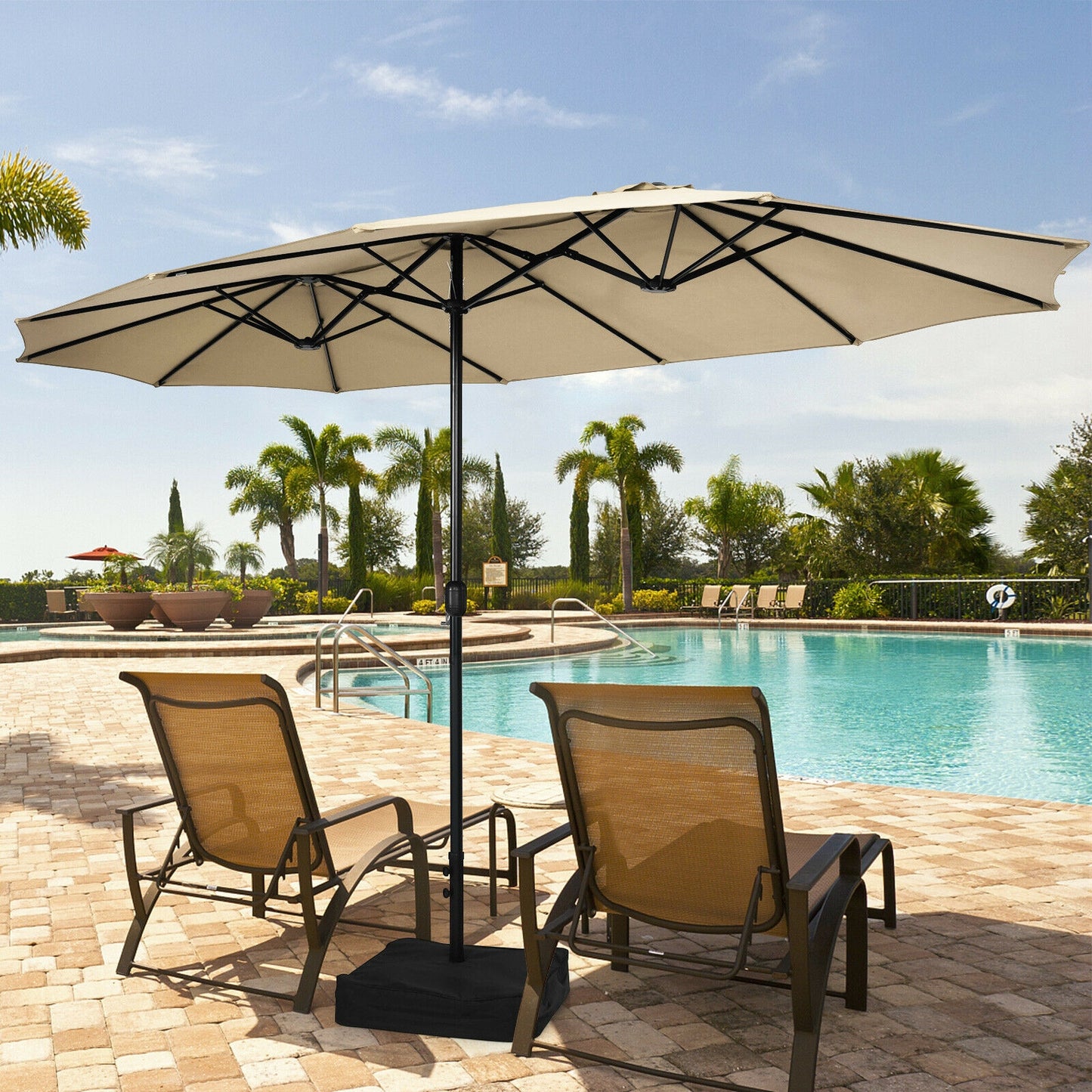 Giant, 15 Foot Umbrella-Beige