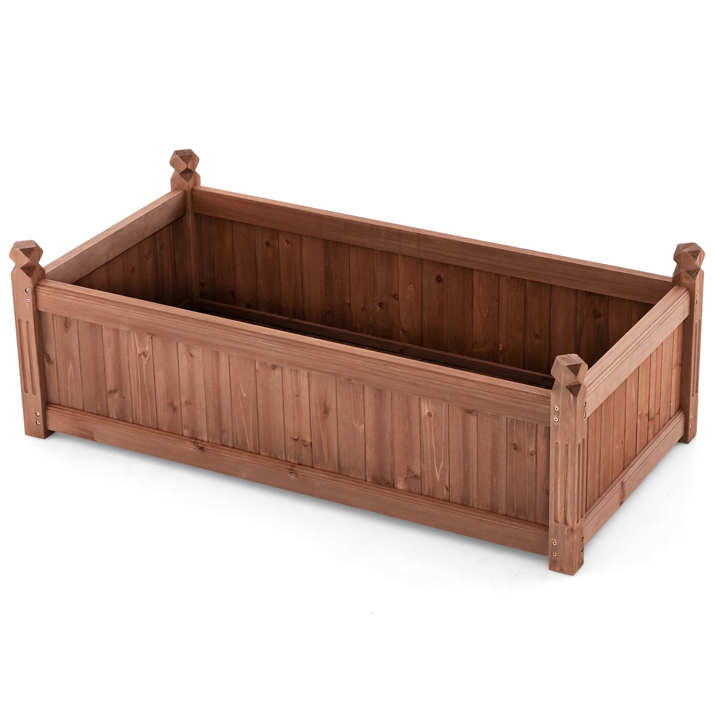 SPECIAL, 46 x 24 x 16 Inch Rectangular Planter Box with Drainage Holes for Backyard Garden-Brown - 1 box, Unassembled