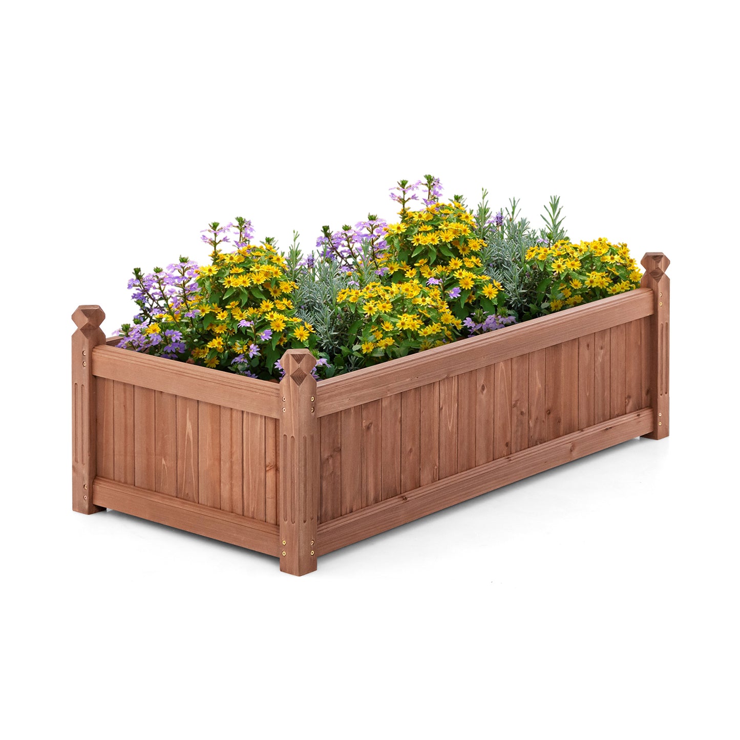 SPECIAL, 46 x 24 x 16 Inch Rectangular Planter Box with Drainage Holes for Backyard Garden-Brown - 1 box, Unassembled