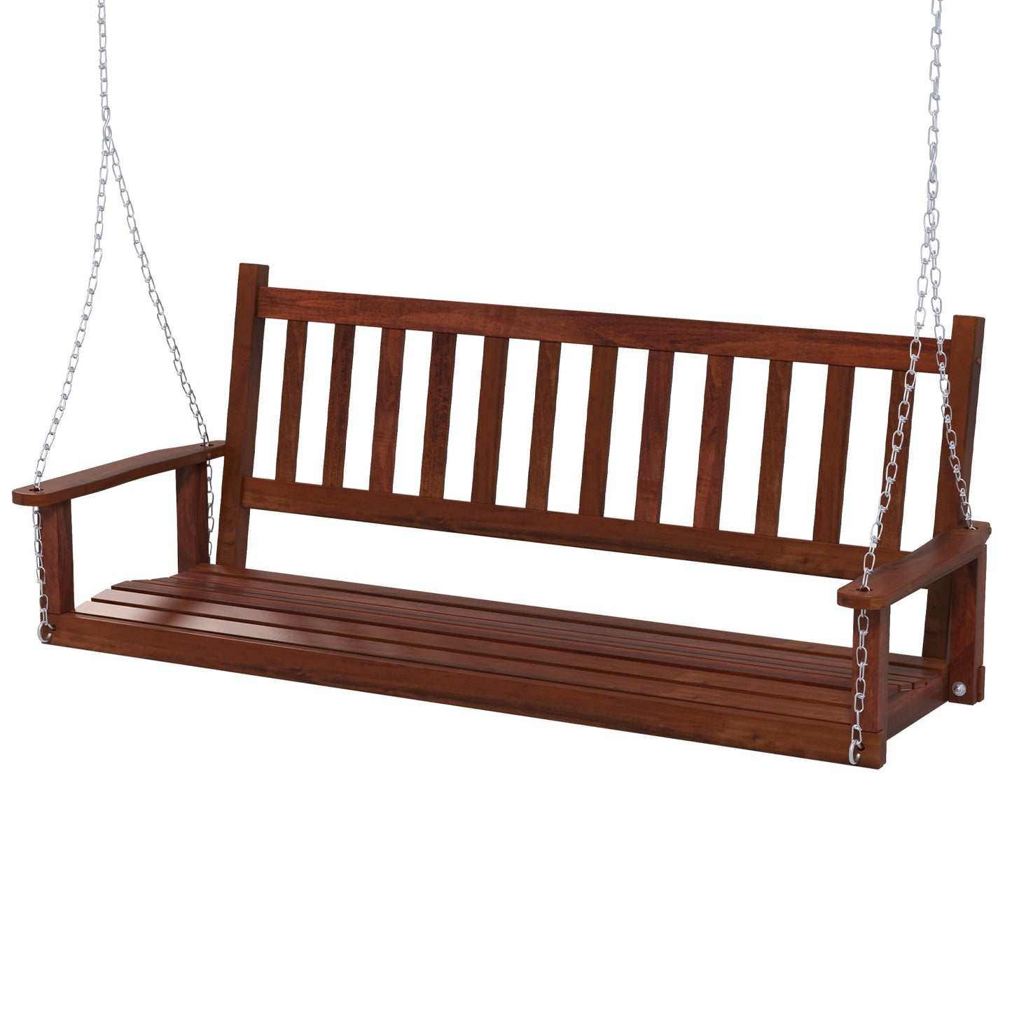 Special - No TAX,  3-Person Wooden Outdoor Porch Swing-Brown (1 Box, Unassembled)