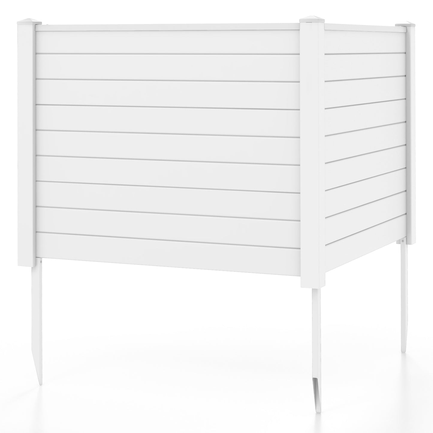 Outdoor PVC Privacy Screens Fence Panels with 20 Inch Long Stakes-White