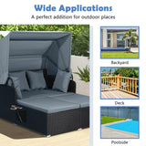 SPECIAL, Patio Rattan Daybed with Retractable Canopy and Side Tables-Gray (Unassembled) (Copy)