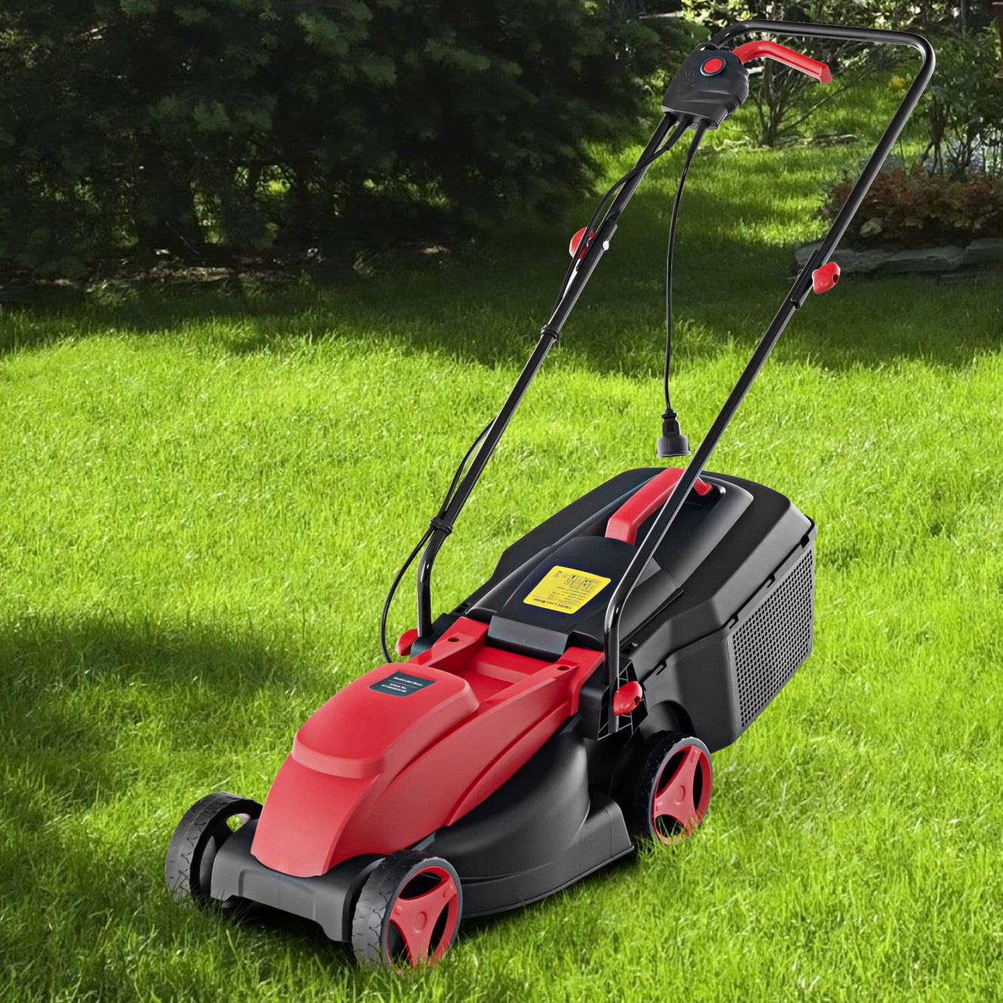 *SPECIAL* - 12-AMP 13.5 Inch Adjustable Electric Corded Lawn Mower with Collection Box-Red